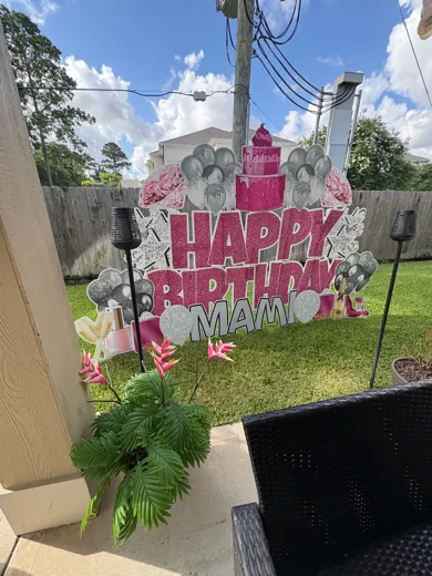 Graduation yard sign display with bold letters and photo-ready layout