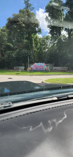 Colorful birthday yard sign rental example for North Houston families